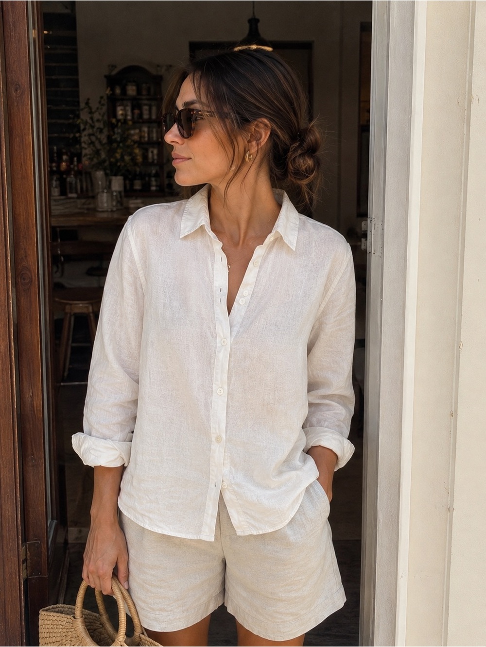 Joie 100% Linen Button Front Shirt | White Long Sleeve Collared Top | Size XL